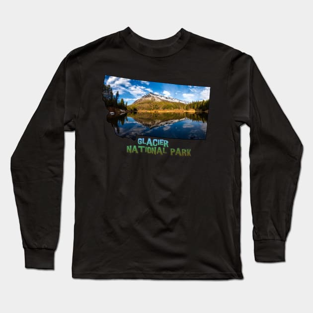 Montana State Outline (Glacier National Park) Long Sleeve T-Shirt by gorff